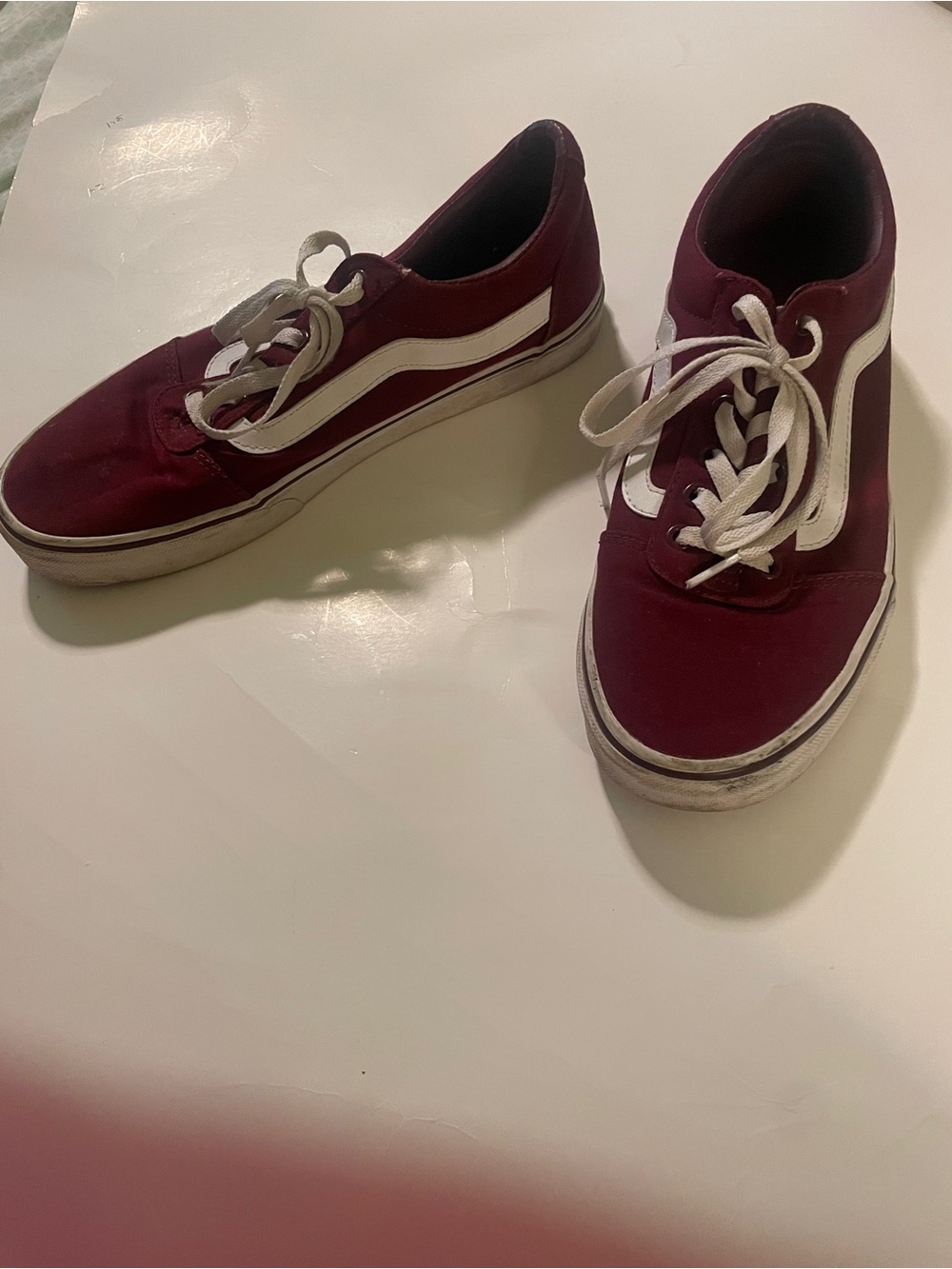 Vans Burgundy Low-Top Canvas Sneakers with White Stripe